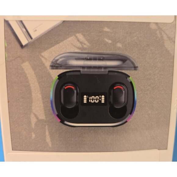 Earbuds V5.3 Wireless Bluetooth Earpods Headset  w/Charging Case Ear Buds Black - Picture 3 of 3